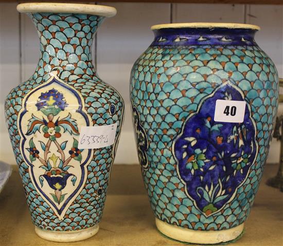 2 Persian pottery vases